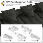 Modern Oversized Modular Sectional Sofa,Sparkling Chenille Fabric Soft Cushion Sofa with 6 Pillows,6 PCS DIY Combination Tufted Sofa,No Assembly Required,BLACK