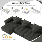 Modern Oversized Modular Sectional Sofa,Sparkling Chenille Fabric Soft Cushion Sofa with 6 Pillows,6 PCS DIY Combination Tufted Sofa,No Assembly Required,BLACK