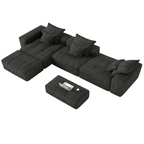Modern Oversized Modular Sectional Sofa,Sparkling Chenille Fabric Soft Cushion Sofa with 6 Pillows,6 PCS DIY Combination Tufted Sofa,No Assembly Required,BLACK