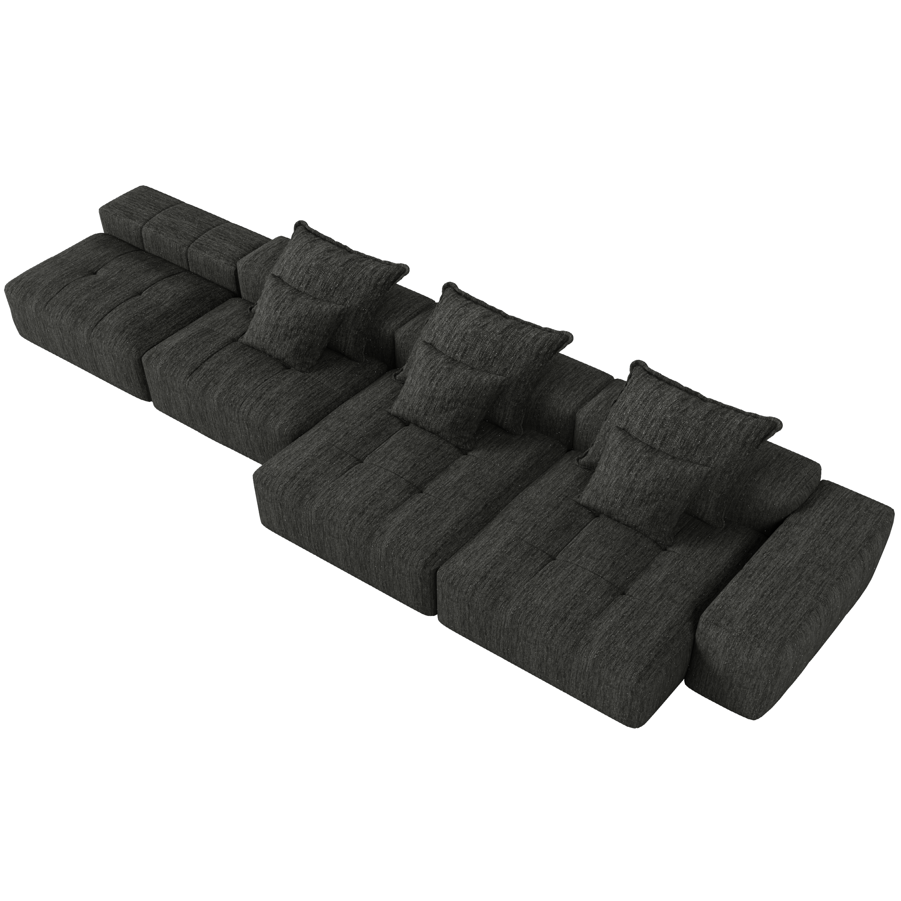 Modern Oversized Modular Sectional Sofa,Sparkling Chenille Fabric Soft Cushion Sofa with 6 Pillows,6 PCS DIY Combination Tufted Sofa,No Assembly Required,BLACK