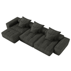 Modern Oversized Modular Sectional Sofa,Sparkling Chenille Fabric Soft Cushion Sofa with 6 Pillows,6 PCS DIY Combination Tufted Sofa,No Assembly Required,BLACK