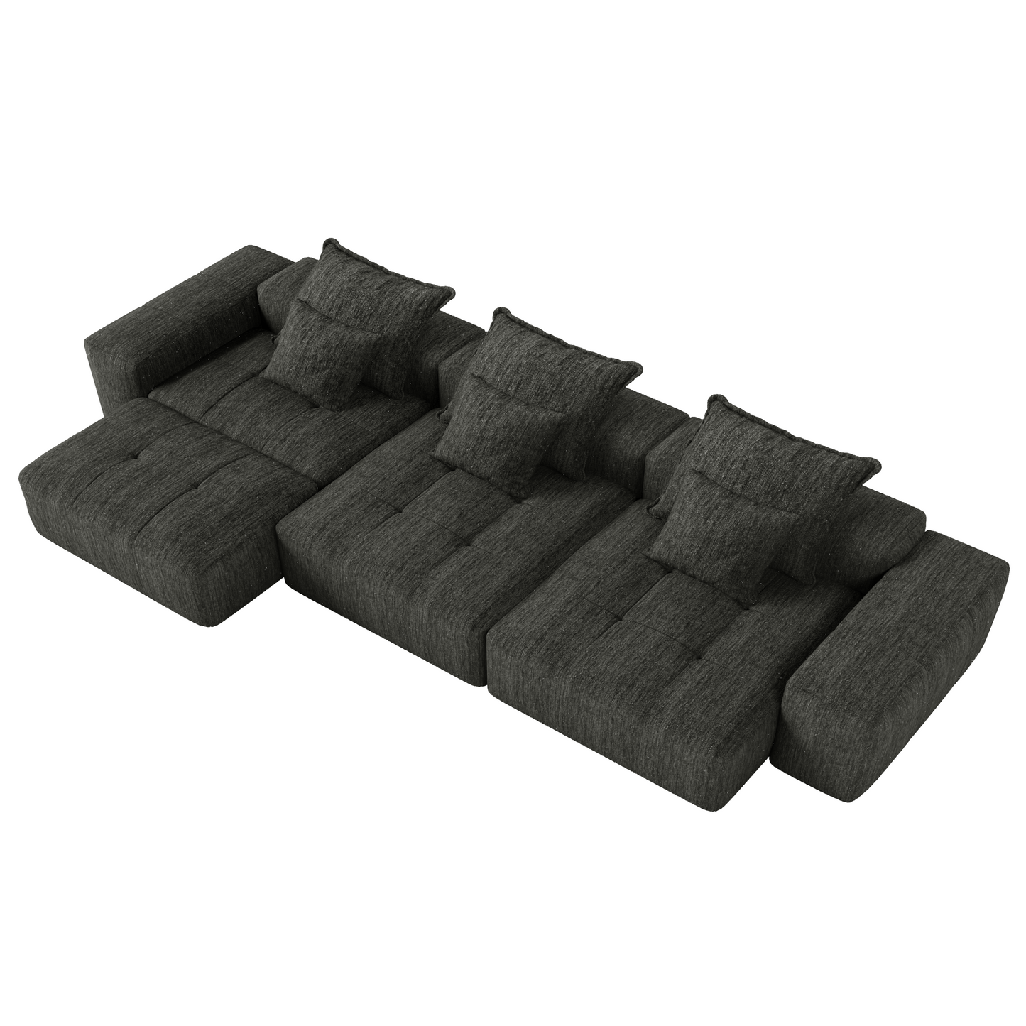 Modern Oversized Modular Sectional Sofa,Sparkling Chenille Fabric Soft Cushion Sofa with 6 Pillows,6 PCS DIY Combination Tufted Sofa,No Assembly Required,BLACK