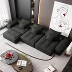 Modern Oversized Modular Sectional Sofa,Sparkling Chenille Fabric Soft Cushion Sofa with 6 Pillows,6 PCS DIY Combination Tufted Sofa,No Assembly Required,BLACK