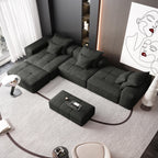 Modern Oversized Modular Sectional Sofa,Sparkling Chenille Fabric Soft Cushion Sofa with 6 Pillows,6 PCS DIY Combination Tufted Sofa,No Assembly Required,BLACK