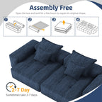 Modern Oversized Modular Sectional Sofa with 2 chaise lounge and 2 armrest,Sparkling Chenille Fabric Soft Cushion Sofa with 4 Pillows,4 PCS DIY Combination Tufted Sofa,No Assembly Required,BLUE