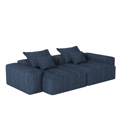 Modern Oversized Modular Sectional Sofa with 2 chaise lounge and 2 armrest,Sparkling Chenille Fabric Soft Cushion Sofa with 4 Pillows,4 PCS DIY Combination Tufted Sofa,No Assembly Required,BLUE