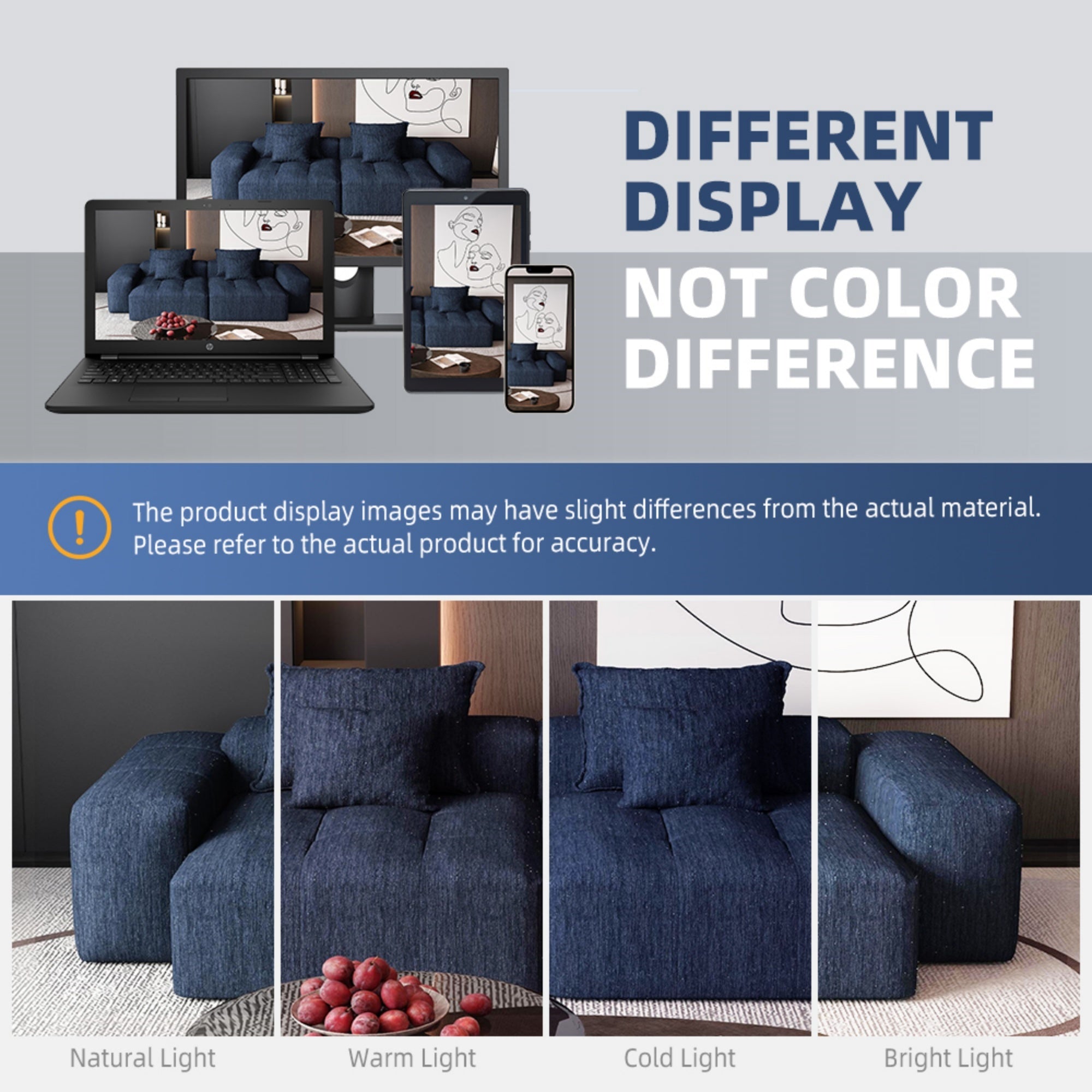 Modern Oversized Modular Sectional Sofa with 2 chaise lounge and 2 armrest,Sparkling Chenille Fabric Soft Cushion Sofa with 4 Pillows,4 PCS DIY Combination Tufted Sofa,No Assembly Required,BLUE