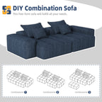 Modern Oversized Modular Sectional Sofa with 2 chaise lounge and 2 armrest,Sparkling Chenille Fabric Soft Cushion Sofa with 4 Pillows,4 PCS DIY Combination Tufted Sofa,No Assembly Required,BLUE