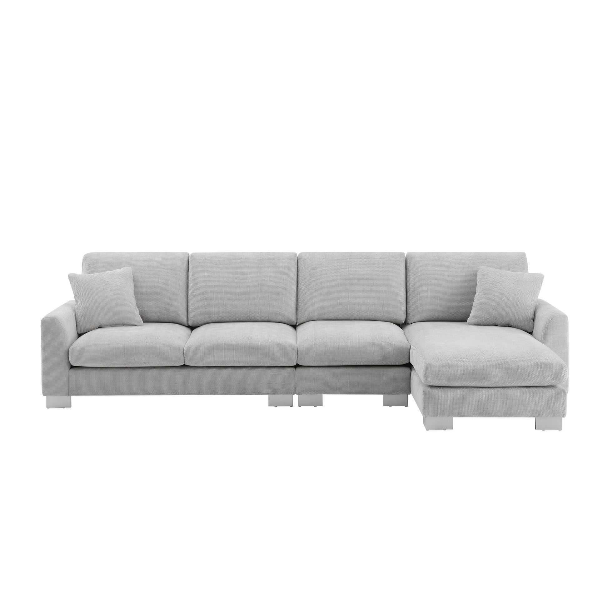 [VIDEO provided] [New] 119*55" Modern Oversized Sectional Sofa,L-shaped Luxury Couch Set with 2 Free pillows,5-seat Chenille Indoor Furniture with Chaise for Living Room,Apartment,Office,2 Colors
