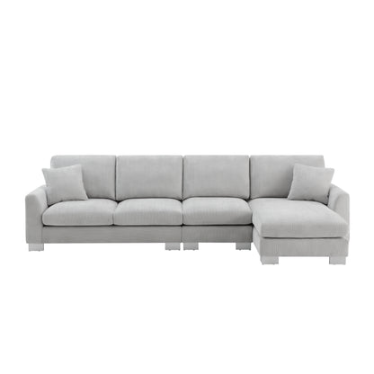[VIDEO provided] [New] 119*55" Modern Oversized Sectional Sofa,L-shaped Luxury Couch Set with 2 Free pillows,5-seat Chenille Indoor Furniture with Chaise for Living Room,Apartment,Office,2 Colors