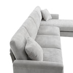 [VIDEO provided] [New] 119*55" Modern Oversized Sectional Sofa,L-shaped Luxury Couch Set with 2 Free pillows,5-seat Chenille Indoor Furniture with Chaise for Living Room,Apartment,Office,2 Colors