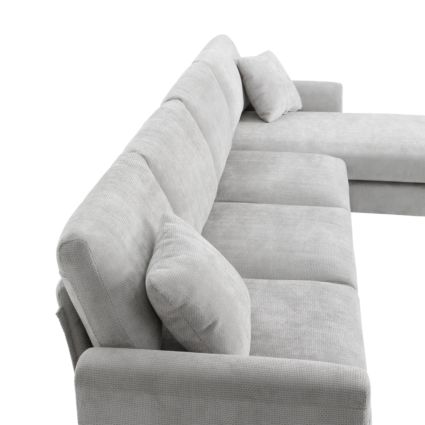 [VIDEO provided] [New] 119*55" Modern Oversized Sectional Sofa,L-shaped Luxury Couch Set with 2 Free pillows,5-seat Chenille Indoor Furniture with Chaise for Living Room,Apartment,Office,2 Colors