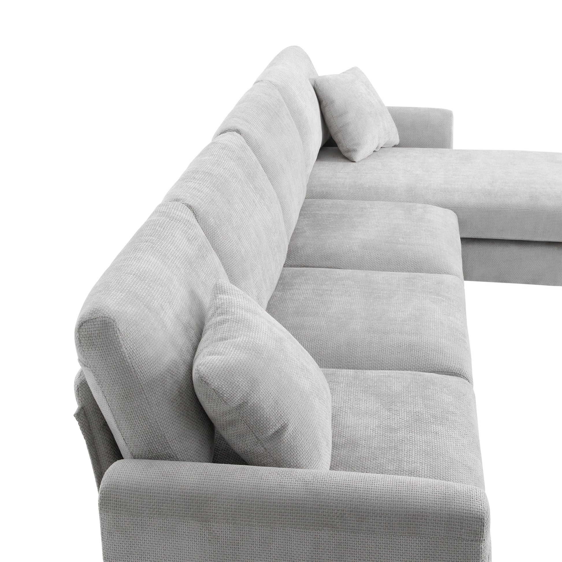 [VIDEO provided] [New] 119*55" Modern Oversized Sectional Sofa,L-shaped Luxury Couch Set with 2 Free pillows,5-seat Chenille Indoor Furniture with Chaise for Living Room,Apartment,Office,2 Colors