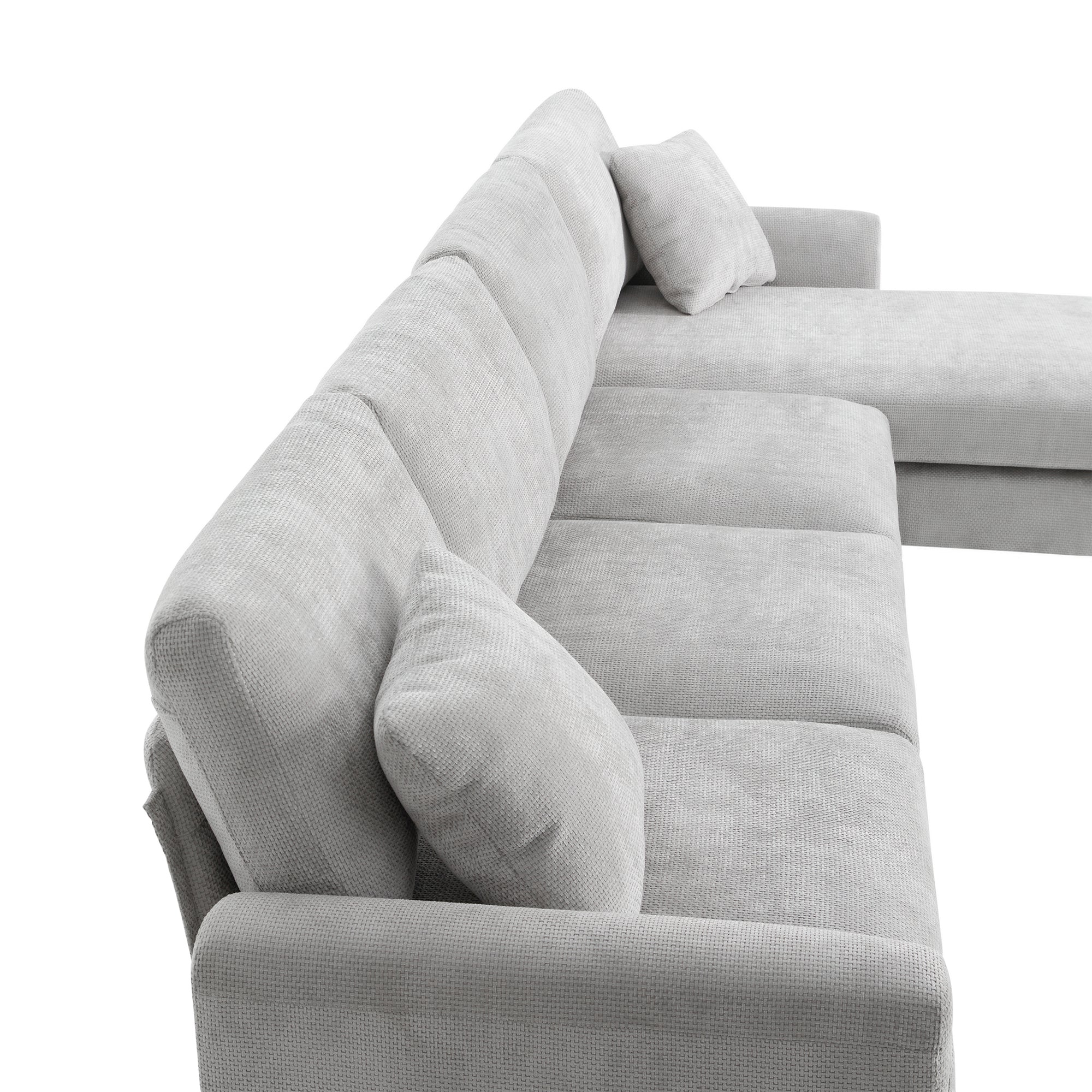 [VIDEO provided] [New] 119*55" Modern Oversized Sectional Sofa,L-shaped Luxury Couch Set with 2 Free pillows,5-seat Chenille Indoor Furniture with Chaise for Living Room,Apartment,Office,2 Colors