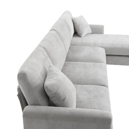 [VIDEO provided] [New] 119*55" Modern Oversized Sectional Sofa,L-shaped Luxury Couch Set with 2 Free pillows,5-seat Chenille Indoor Furniture with Chaise for Living Room,Apartment,Office,2 Colors