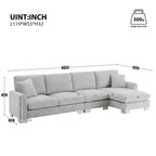 [VIDEO provided] [New] 119*55" Modern Oversized Sectional Sofa,L-shaped Luxury Couch Set with 2 Free pillows,5-seat Chenille Indoor Furniture with Chaise for Living Room,Apartment,Office,2 Colors