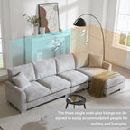 [VIDEO provided] [New] 119*55" Modern Oversized Sectional Sofa,L-shaped Luxury Couch Set with 2 Free pillows,5-seat Chenille Indoor Furniture with Chaise for Living Room,Apartment,Office,2 Colors