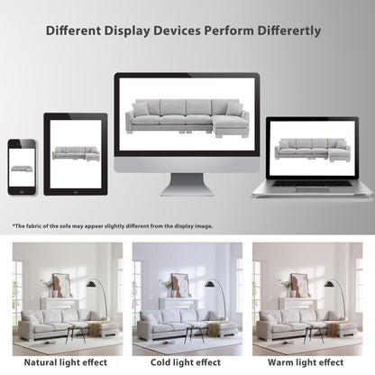 [VIDEO provided] [New] 119*55" Modern Oversized Sectional Sofa,L-shaped Luxury Couch Set with 2 Free pillows,5-seat Chenille Indoor Furniture with Chaise for Living Room,Apartment,Office,2 Colors