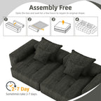 Modern Oversized Modular Sectional Sofa In Black Chenille.
