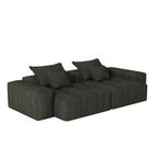 Modern Oversized Modular Sectional Sofa In Black Chenille.