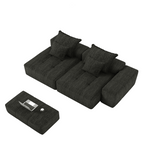 Modern Oversized Modular Sectional Sofa In Black Chenille.