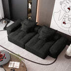Modern Oversized Modular Sectional Sofa In Black Chenille.