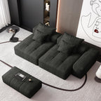 Modern Oversized Modular Sectional Sofa In Black Chenille.