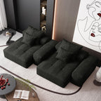 Modern Oversized Modular Sectional Sofa In Black Chenille.