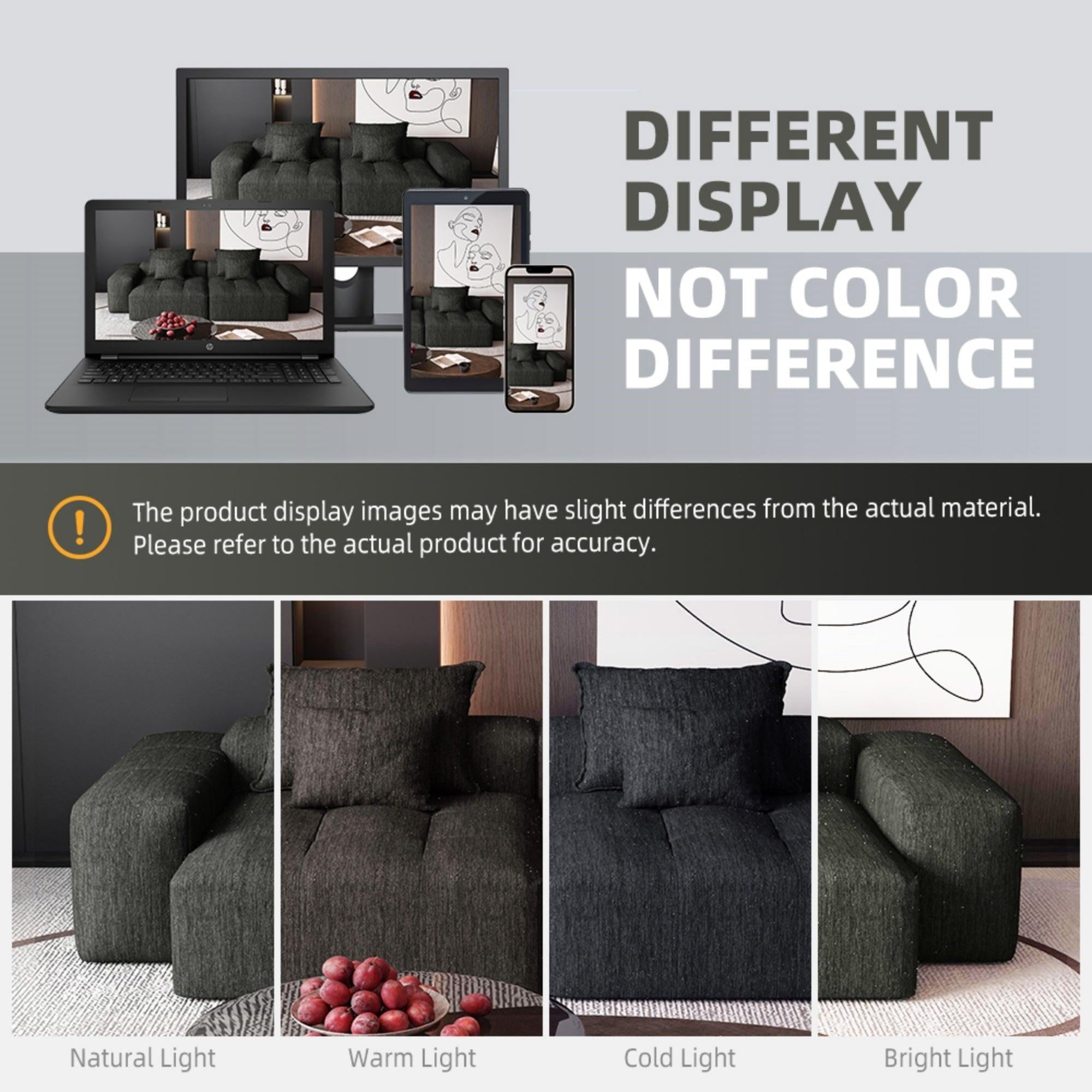 Modern Oversized Modular Sectional Sofa In Black Chenille.