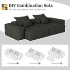 Modern Oversized Modular Sectional Sofa In Black Chenille.