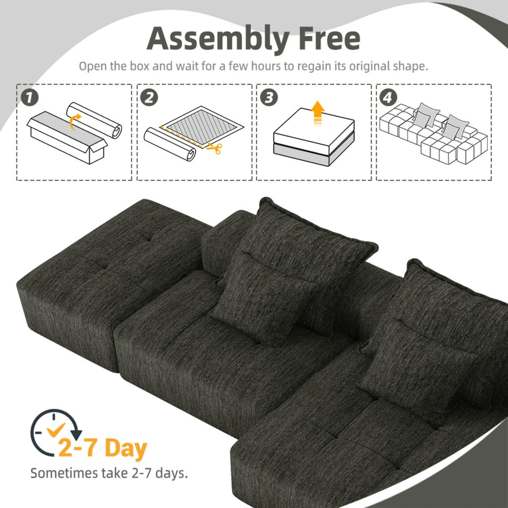 Modern Oversized Modular Tufted Sectional Sofa in Chenille.