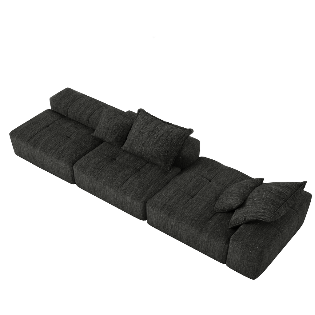 Modern Oversized Modular Tufted Sectional Sofa in Chenille.