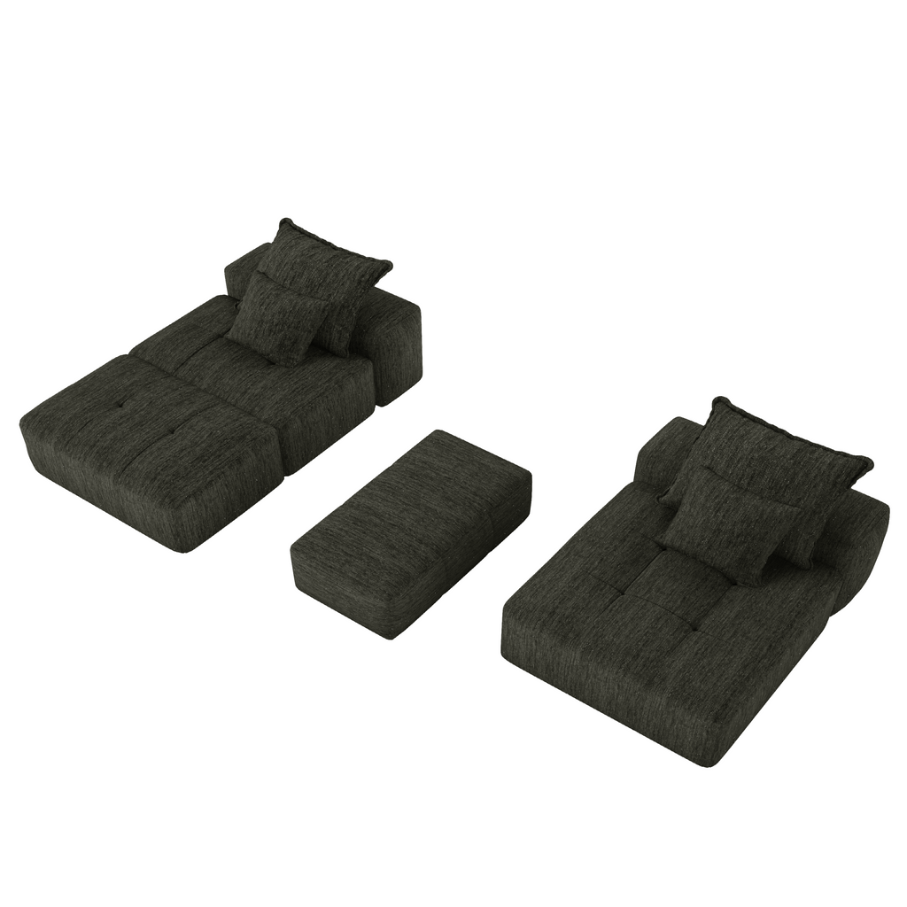 Modern Oversized Modular Tufted Sectional Sofa in Chenille.