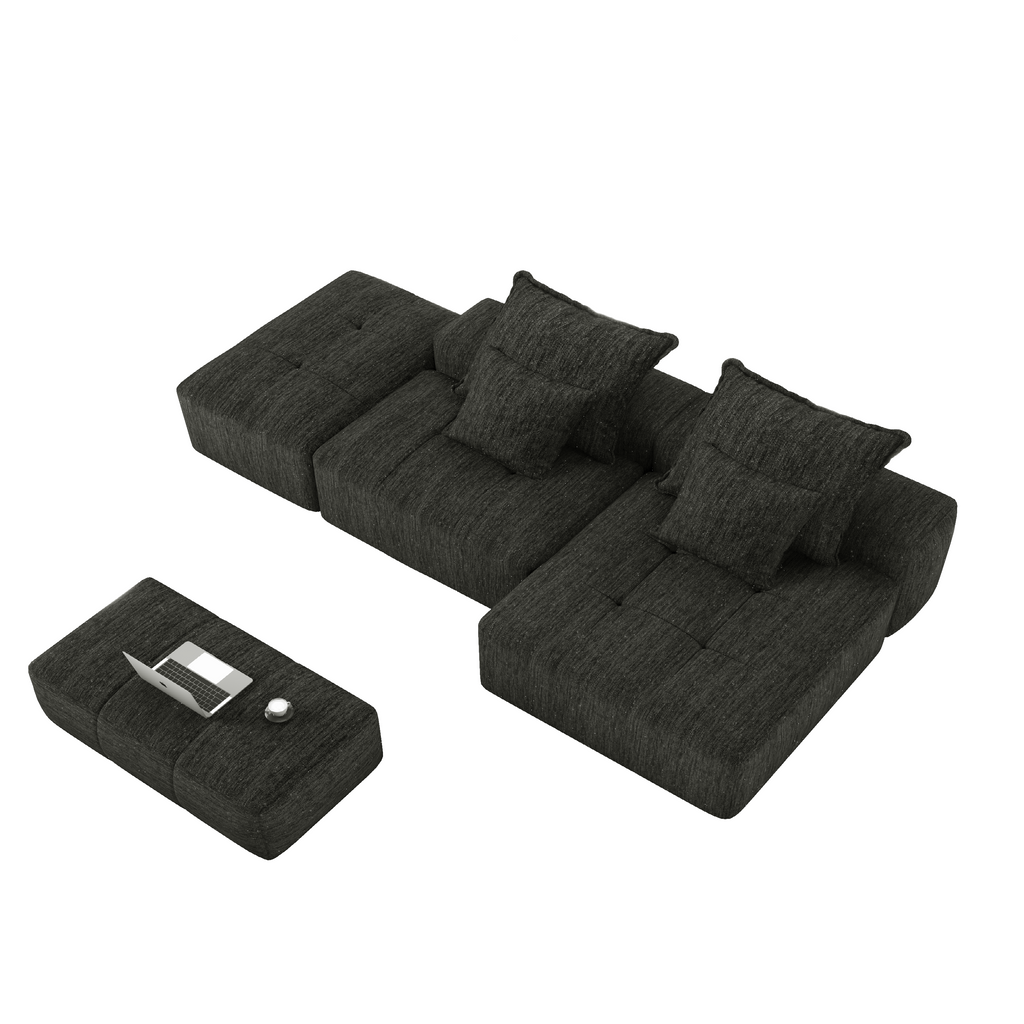 Modern Oversized Modular Tufted Sectional Sofa in Chenille.