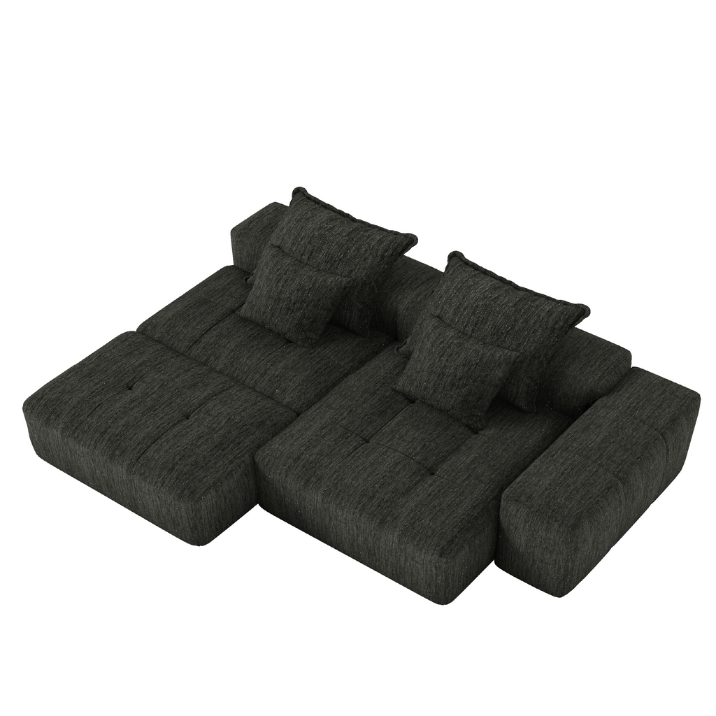Modern Oversized Modular Tufted Sectional Sofa in Chenille.