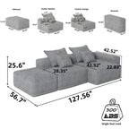 Modern Oversized Modular Tufted Sectional Sofa in Chenille.