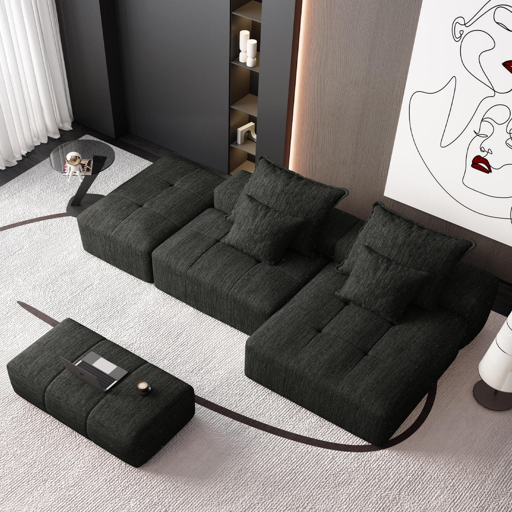 Modern Oversized Modular Tufted Sectional Sofa in Chenille.