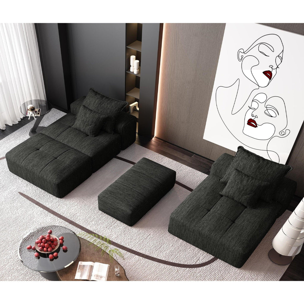 Modern Oversized Modular Tufted Sectional Sofa in Chenille.