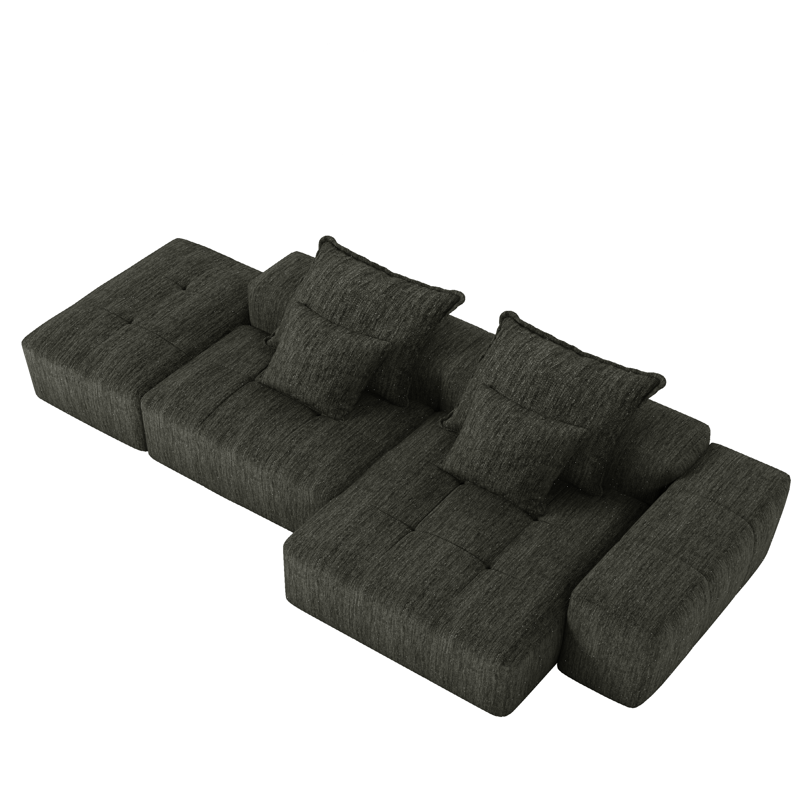 Modern Oversized Modular Sectional Sofa with Ottoman,seat,chaise lounge and armrest,Sparkling Chenille Fabric Soft Cushion Sofa with 4 Pillows,4 PCS DIY Combination Tufted Sofa,No Assembly Required