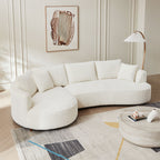 122.04 inch Oversized Sectional Sofa, Modern Couch with Chaise, Comfy Sofa Couch with Left Facing Chaise, White Corduroy Sofa