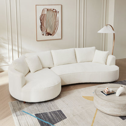 122.04 inch Oversized Sectional Sofa, Modern Couch with Chaise, Comfy Sofa Couch with Left Facing Chaise, White Corduroy Sofa