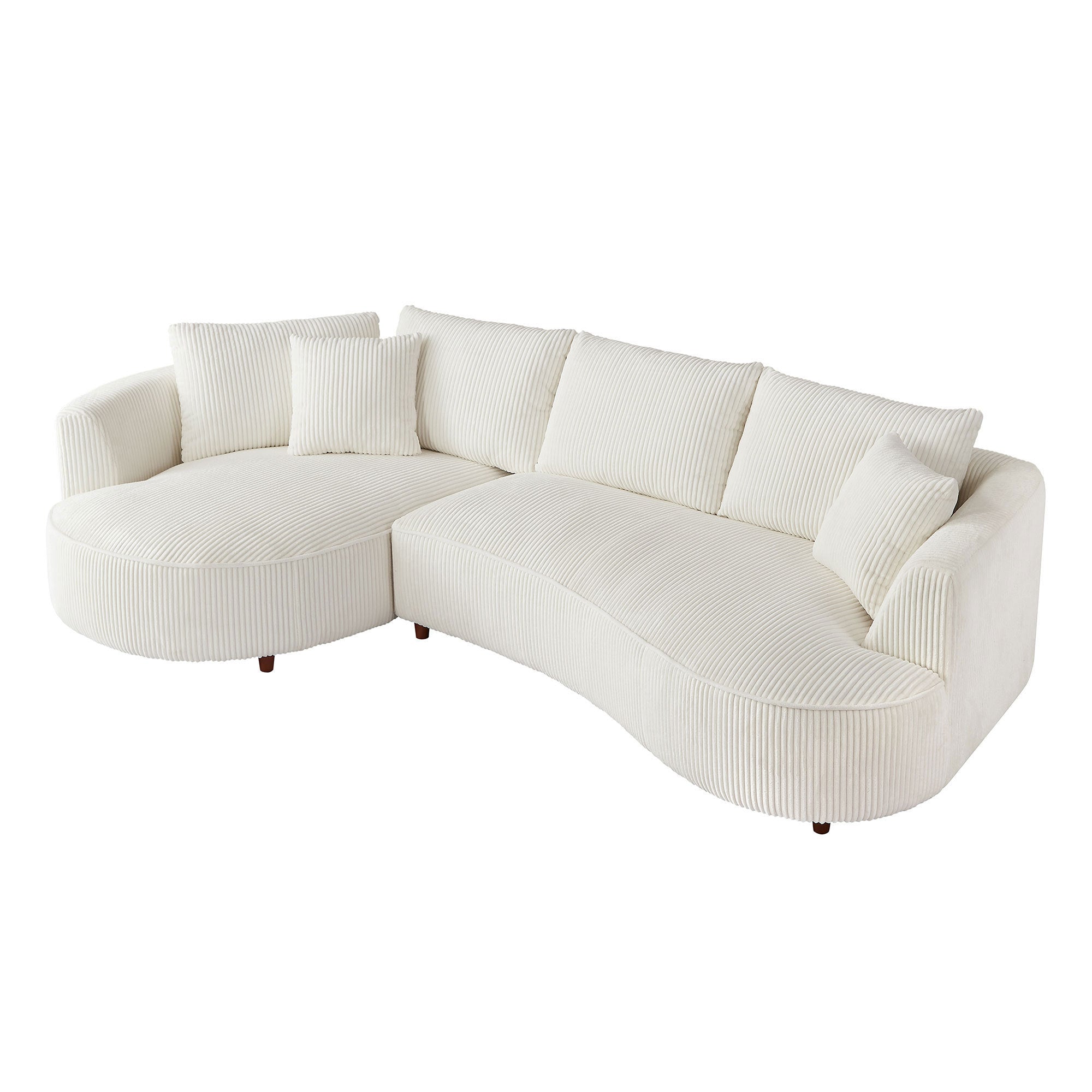 122.04 inch Oversized Sectional Sofa, Modern Couch with Chaise, Comfy Sofa Couch with Left Facing Chaise, White Corduroy Sofa