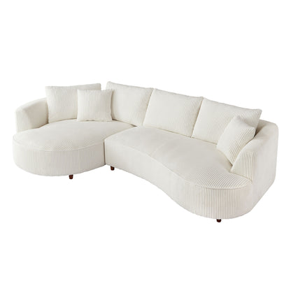 122.04 inch Oversized Sectional Sofa, Modern Couch with Chaise, Comfy Sofa Couch with Left Facing Chaise, White Corduroy Sofa
