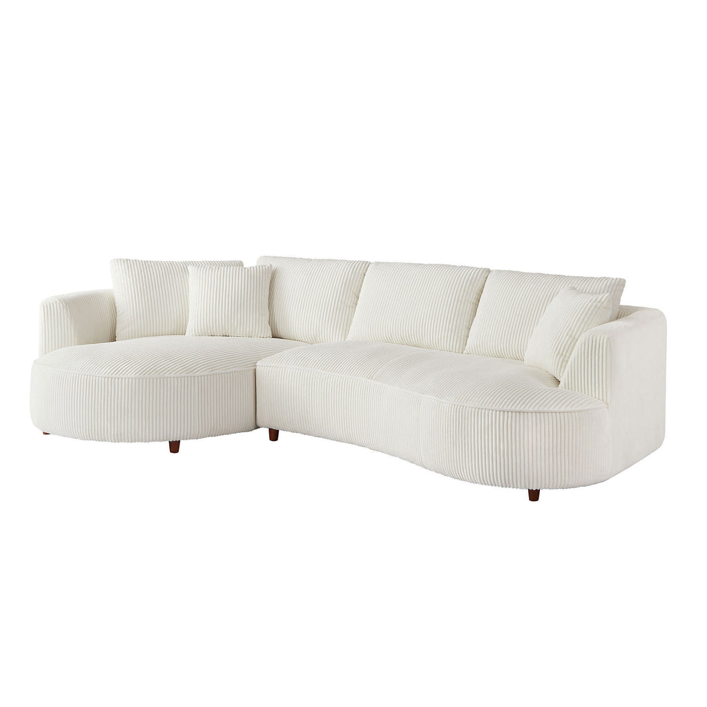 122.04 inch Oversized Sectional Sofa, Modern Couch with Chaise, Comfy Sofa Couch with Left Facing Chaise, White Corduroy Sofa