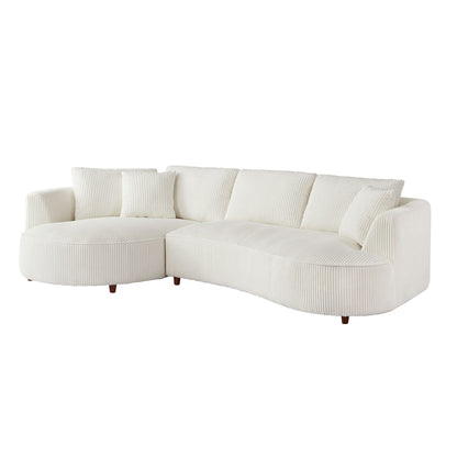 122.04 inch Oversized Sectional Sofa, Modern Couch with Chaise, Comfy Sofa Couch with Left Facing Chaise, White Corduroy Sofa