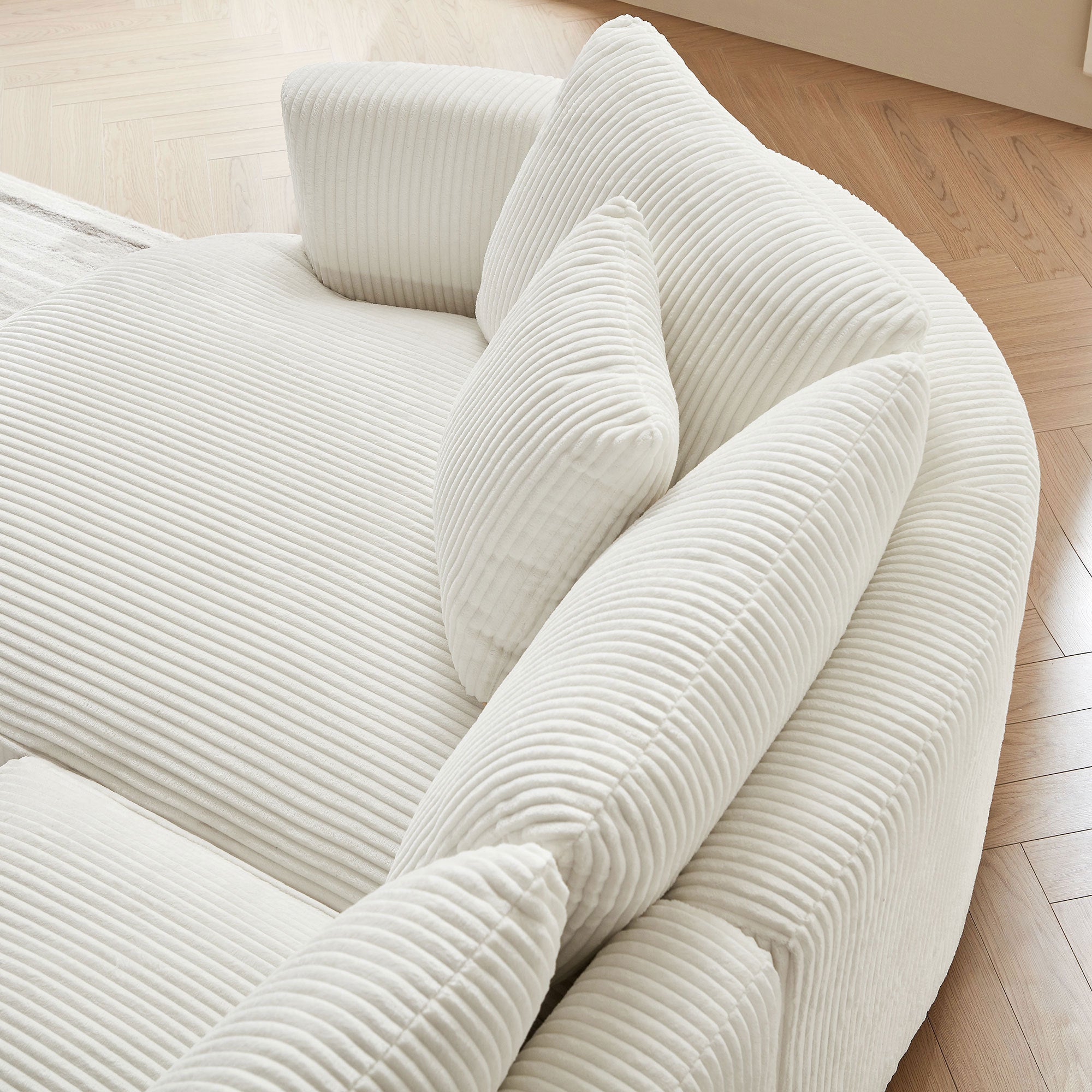 122.04 inch Oversized Sectional Sofa, Modern Couch with Chaise, Comfy Sofa Couch with Left Facing Chaise, White Corduroy Sofa