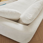 122.04 inch Oversized Sectional Sofa, Modern Couch with Chaise, Comfy Sofa Couch with Left Facing Chaise, White Corduroy Sofa