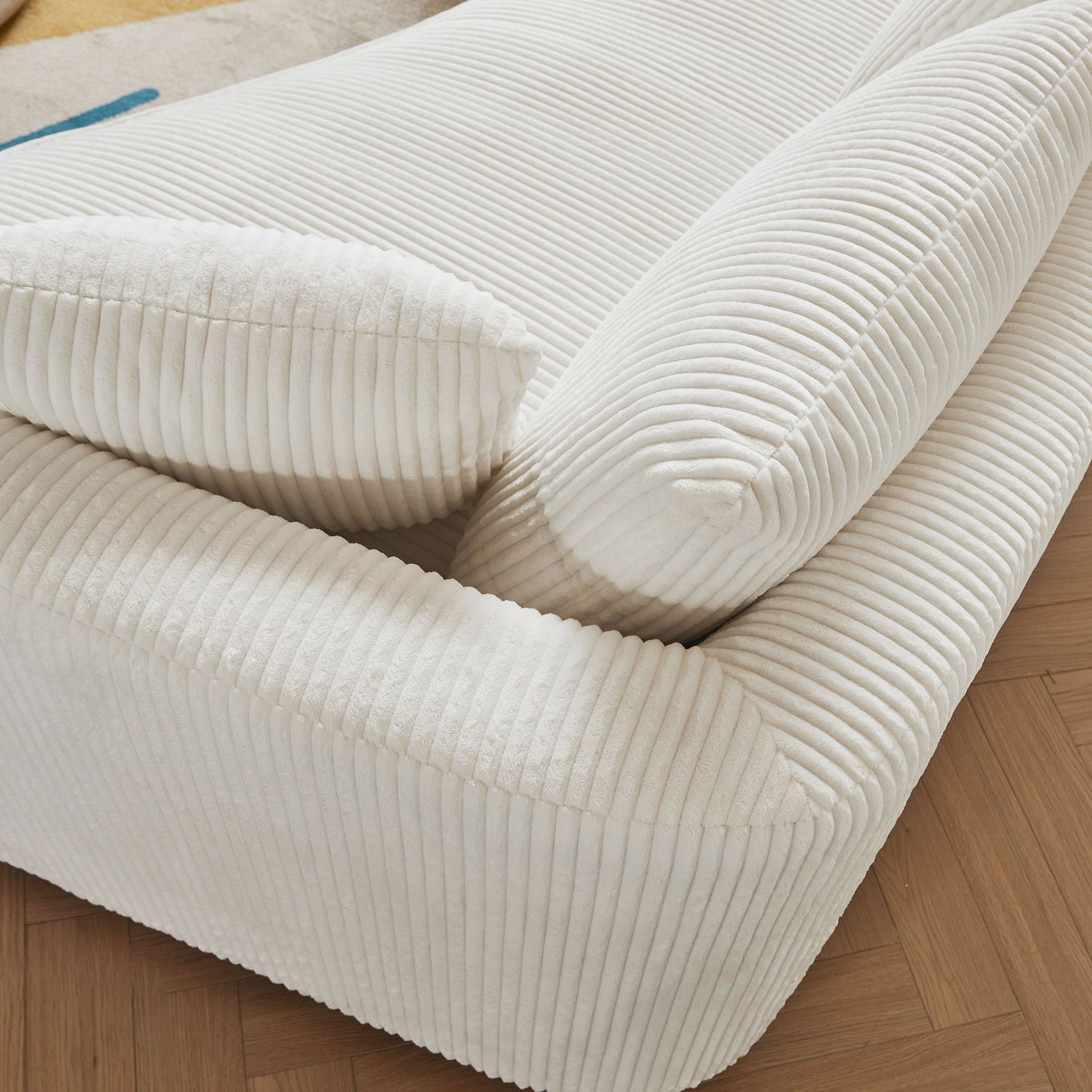 122.04 inch Oversized Sectional Sofa, Modern Couch with Chaise, Comfy Sofa Couch with Left Facing Chaise, White Corduroy Sofa