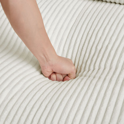 122.04 inch Oversized Sectional Sofa, Modern Couch with Chaise, Comfy Sofa Couch with Left Facing Chaise, White Corduroy Sofa