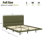 Floating Bed Frame with LED Light, Modern PU Leather Platform Bed, No Boxing Spring Needed, Assemble Easily, Full Size Bed Frame